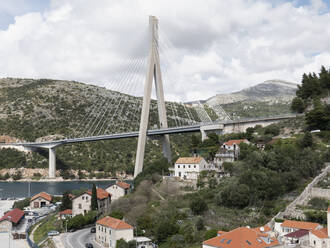 Franjo Tudjman bridge and village houses, Dubrovnik, Croatia - FSIF04459