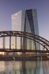 View over Main River to European Central Bank, Frankfurt, Hesse, Germany, Europe - RHPLF08979