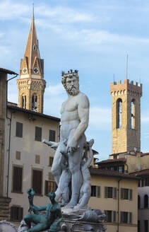 Neptunbrunnen umrahmt den Palazzo del Bargello, Florenz, UNESCO-Weltkulturerbe, Toskana, Italien, Europa - RHPLF09019