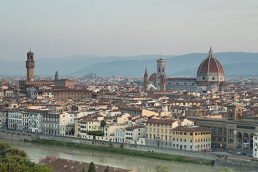 View of the Duomo with Brunelleschi Dome and Palazzo Vecchio from Piazzale Michelangelo, Florence, UNESCO World Heritage Site, Tuscany, Italy, Europe - RHPLF09022
