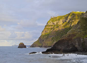 View of the cliffs near the Ponta de Sao Jorge, Madeira, Portugal, Atlantic Ocean, Europe - RHPLF09070