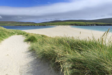 St. Ninian's Isle, white beach tombolo, South Mainland, Shetland Islands, Scotland, United Kingdom, Europe - RHPLF09218