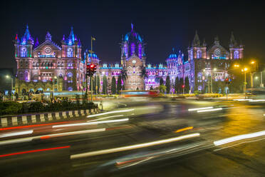 Bahnhof Chhatrapati Shivaji Maharaj Terminus (CSMT), früher Victoria Terminus, UNESCO-Weltkulturerbe, Mumbai, Maharashtra, Indien, Asien - RHPLF09333