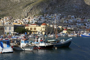 The harbour of Pothia, Kalymnos, Dodecanese, Greek Islands, Greece, Europe - RHPLF09359