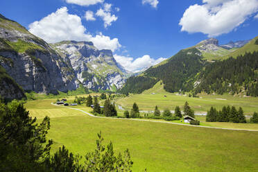 Elevated view of Val Bargis valley in the summer, Flims, District of Imboden, Canton of Grisons (Graubunden), Switzerland, Europe - RHPLF09579