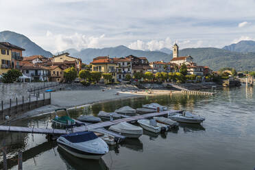 View of Feriolo and boats on Lake Maggiore, Lago Maggiore, Piedmont, Italian Lakes, Italy, Europe - RHPLF09635