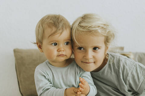 Two sisters side by side stock photo