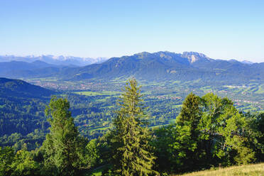 Blick vom Sonnatraten bei Gaissach, Isartal, Isarwinkel, Oberbayern, Bayern, Deutschland - SIEF09013