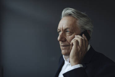 Portrait of a senior businessman talking on cell phone - GUSF02580