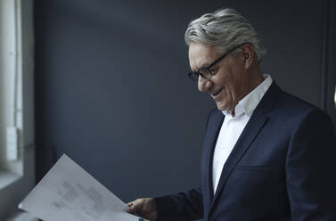 Senior businessman looking at papers - GUSF02607