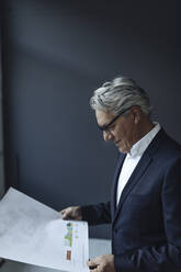Senior businessman looking at papers - GUSF02608