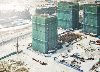 View of construction site during winter at Malè, Maldives seen through airplane window - CVF01517