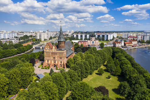 High angle view of Kant's Cathedral, Kant island, Kaliningrad, Russia - RUNF03119