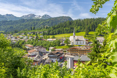 Höhenansicht von Fieberbrunn, Fieberbrunn, Österreichische Alpen, Tirol, Österreich, Europa - RHPLF09784