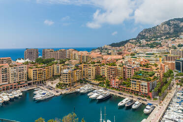 Hafen von Fontvieille in Monte Carlo, Monaco, Côte d Azur, Französische Riviera, Mittelmeer, Frankreich, Europa - RHPLF10045
