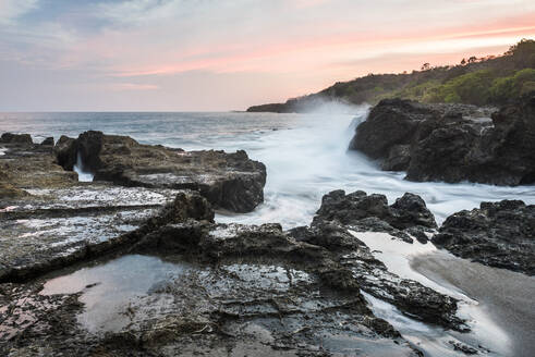 Montezuma Beach at sunset, Nicoya Peninsula, Puntarenas, Costa Rica, Central America - RHPLF10356