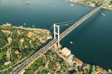 Aerial view of the Bosphorus Bridge in Besektas, Istanbul, Turkey, Europe - RHPLF10521
