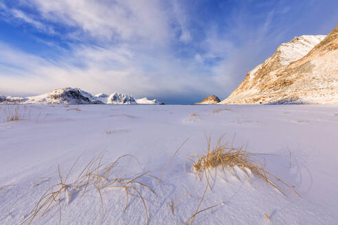 Haukland Strand, Leknes, Vestvagoy, Lofoten Inseln, Nordland, Norwegen, Europa - RHPLF10596