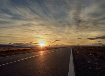 Ruta 40 near Perito Moreno Town, sunset, Santa Cruz Province, Patagonia, Argentina, South America - RHPLF10671