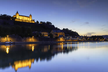 Marienberg Fortress and River Main at dusk, Wurzburg, Bavaria, Germany, Europe - RHPLF11099