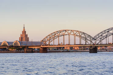 Sunset view from Daugava River, Riga, Latvia, Europe - RHPLF11276