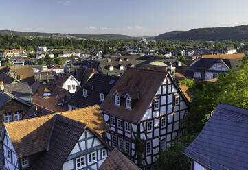 Fachwerkhäuser und Stadtansicht, Marburg, Hessen, Deutschland, Europa - RHPLF11533