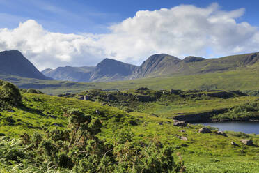 Berge bei Feldern in Coigach, Schottland, Europa - RHPLF11594