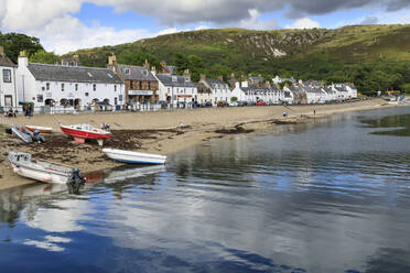 Cottages and boats by Loch Broom in Ullapool, Scotland, Europe - RHPLF11607