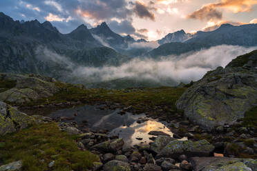 Adamello Brenta Natural Park at sunset in Trentino-Alto Adige, Italy, Europe - RHPLF11722