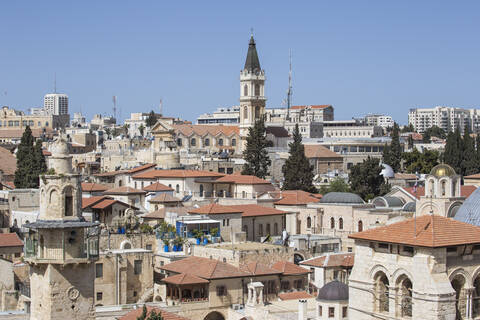 Blick auf das christliche Viertel und die Grabeskirche, Altstadt, UNESCO-Weltkulturerbe, Jerusalem, Israel, Naher Osten, lizenzfreies Stockfoto