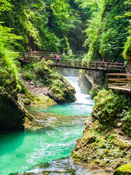 Der Fluss Radovna fließt durch die Vintgar-Schlucht, in der Nähe von Bled, Slowenien, Europa - RHPLF11810