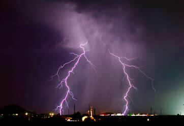 A late night lightning storm in Arlington during the 2012 Monsoon season, Arizona, United States of America, North America - RHPLF11828