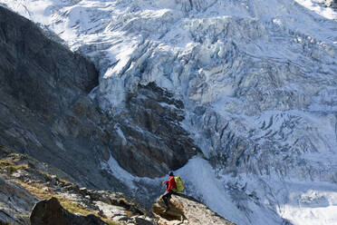 The classic Walkers Haute Route from Chamonix to Zermatt in the Swiss Alps, Switzerland, Europe - RHPLF11978