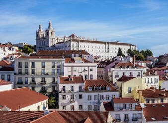 View towards the Monastery of Sao Vicente de Fora, Miradouro das Portas do Sol, Alfama, Lisbon, Portugal, Europe - RHPLF12003