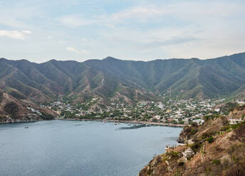 Taganga, elevated view, Magdalena Department, Caribbean, Colombia, South America - RHPLF12167