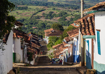 Straße von Barichara, Departement Santander, Kolumbien, Südamerika - RHPLF12175