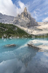 Sorapis mountain group above Lake Sorapis in Cortina d'Ampezzo, Italy, Europe - RHPLF12226