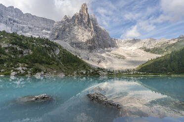 Sorapis mountain group above Lake Sorapis in Cortina d'Ampezzo, Italy, Europe - RHPLF12227