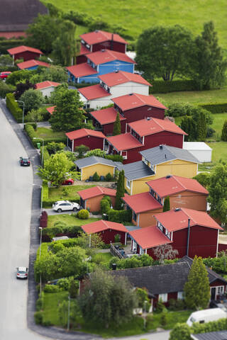 Luftaufnahme eines Vorortes, lizenzfreies Stockfoto