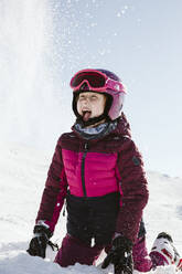 Girl playing with snow - JOHF01178