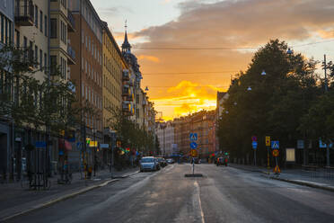 City street at sunset - JOHF01687
