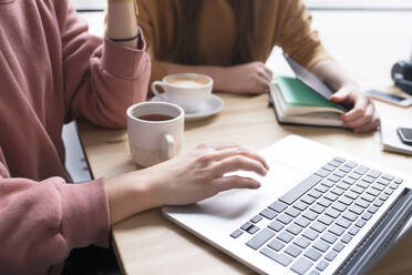 Frauen benutzen Laptop in einem Cafe - JOHF01820