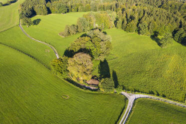 Deutschland, Oberbayern, Icking, Luftaufnahme einer grünen Hügellandschaft - SIEF09065