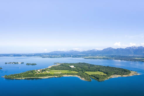 Germany, Bavaria, Aerial view of Herreninsel island on Chiemsee lake - MMAF01146