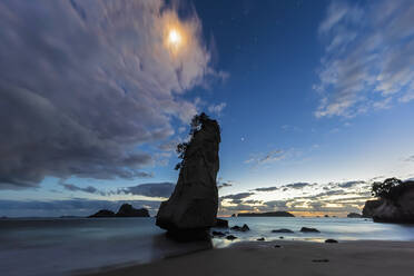 Neuseeland, Nordinsel, Waikato, Silhouette des Te Hoho Rock bei Sonnenuntergang - FOF10953