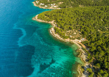 Luftaufnahme der Adria und der Küstenlinie der Insel Brac, Sutivan, Kroatien. - AAEF03705