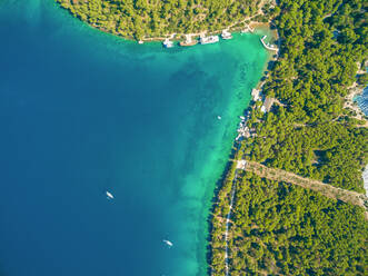 Aerial view of Lake Slano in National park Telascica in Croatia - AAEF03994