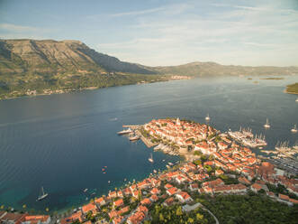 Luftaufnahme der Altstadt von Korcula, Kroatien. - AAEF04077