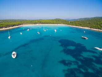 Aerial view of Sakarun bay on the island of Dugi Otok in Croatia - AAEF04106