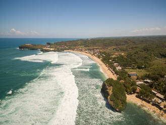 Aerial view of coastal village in the java sea, Indonesia. - AAEF04277